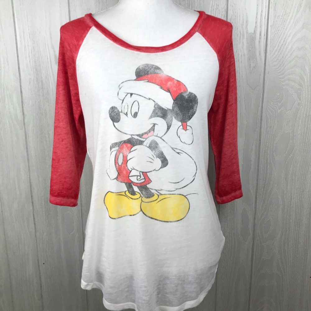 Disney Mickey Mouse 3/4 sleeve raglan holiday tee